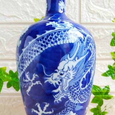 Bình Cổ Hút Vẽ Tay Thanh Long Vờn Mây